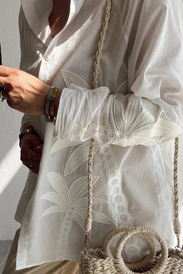 Lavanta Tekstil 313 PALMİYE BEYAZ GÖMLEK