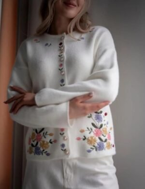 Lavanta Tekstil Çiçek Nakış Triko