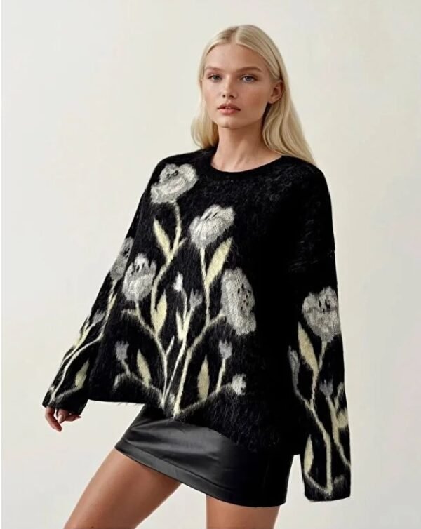 r2 ÇİÇEK DESENLİ KAZAK